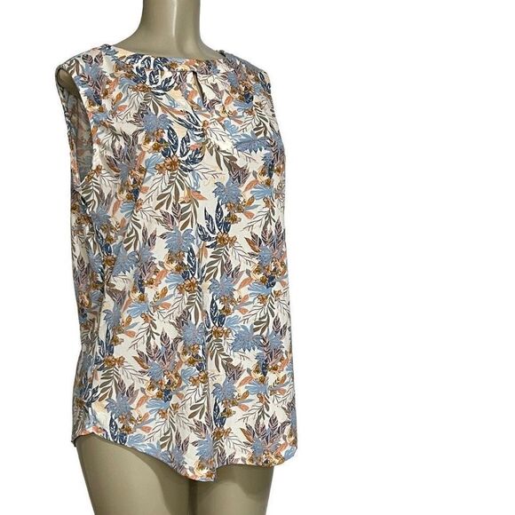 New Cure Blouse Top Women's 1XL Neutral Colorful Floral Sleeveless Soft Stretch - Picture 2 of 10